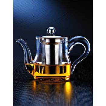 一品工坊耐高溫加厚玻璃茶壺不銹鋼過濾內膽泡茶壺煮紅茶花茶茶具