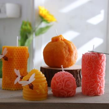 香薰蠟燭diy模具創意丑橘立體仿真水果硅膠模具蜜蜂巢玫瑰伴手禮