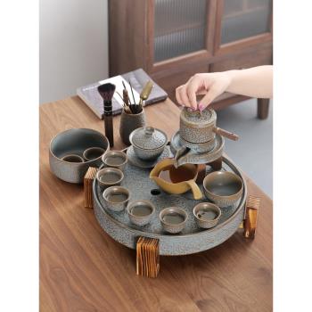 石磨自動茶具套裝家用客廳會客辦公功夫懶人泡茶神器高檔輕奢中式