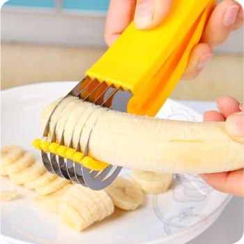 創意香蕉切片器不銹鋼兒童切火腿腸黃瓜水果刀分割切果切水果神器
