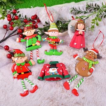 圣誕裝飾用品軟陶掛件創意兒童圣誕樹布置掛飾面包土圣誕粘土吊飾