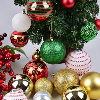 圣誕裝飾品PVC彩繪4-8CM圣誕球吊飾圣誕樹場景布置吊頂掛球雪花球