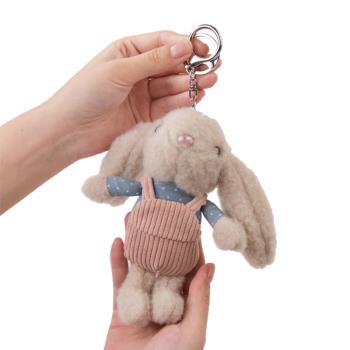 長耳兔毛絨公仔鑰匙扣掛件創意個性汽車鏈匙圈環網紅INS包包掛飾