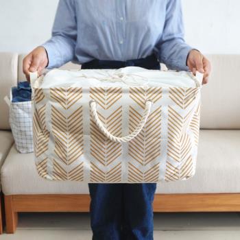 學生宿舍布藝衣服收納箱束口抽繩棉麻收納筐衣櫥櫃有蓋折疊整理箱
