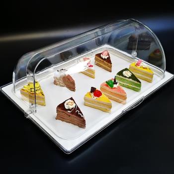 自助餐試吃托盤水果面包蛋糕點心盒食品展示盤帶蓋防塵透明保鮮罩