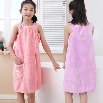 兒童浴巾可穿可裹比純棉吸水速干女童家用洗澡裹身體浴裙游泳浴袍