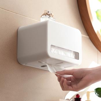 日式新款紙巾盒廁所浴室抽紙卷紙盒免打孔壁掛式創意防水收納架
