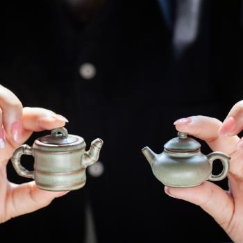 茶寵擺件精品可養迷你紫砂壺小號袖珍指尖壺茶玩桌臺創意蛋糕配件