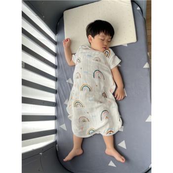 夏季嬰兒睡袋A類竹棉兒童防踢被四層紗布柔軟透氣寶寶背心款睡袋