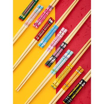 hellokitty筷子單人裝網紅一人一筷創意卡通家用家庭10雙竹制筷子