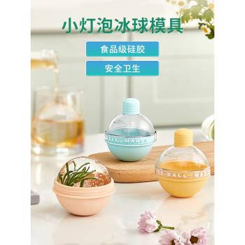冰球模具燈泡圓球形冰塊冰格威士忌家用食品級矽膠製冰凍冰塊神器