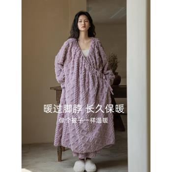 瑪士女日式法蘭絨冬天可外穿睡袍