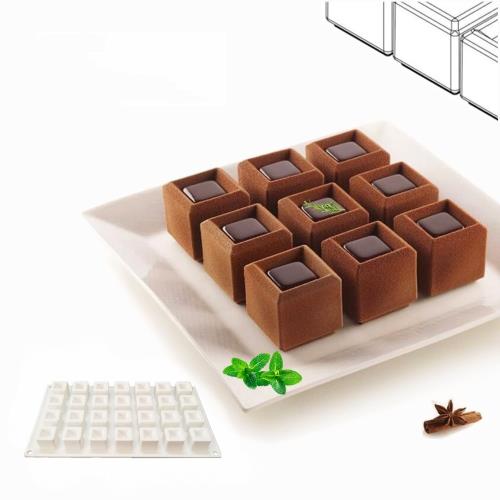 28連凹方塊模具創意冷菜立方造型甜品凹槽方形蛋糕慕斯硅膠磨具