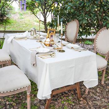 ins復古甜品臺布置桌布長方形白色純色生日派對背景布餐桌高級感