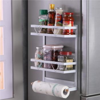 ins心型冰箱磁鐵側掛架廚房紙巾架置物架磁力卷紙盒保鮮膜收納架