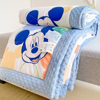 迪士尼全棉豆豆毛毯珊瑚絨小毯子空調蓋毯春秋辦公室午睡毯薄被子