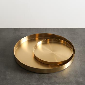 北歐ins風黃銅色圓形收納盤 置物多用盤 首飾托盤桌面擺件
