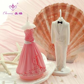浪漫創意婚慶用品表白粉色玫瑰婚紗結婚紀念蠟燭生日新婚禮物喜燭