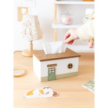 阿楹 可愛卡通款房間紙巾盒客廳餐桌兒童家用創意抽紙奶油風擺件