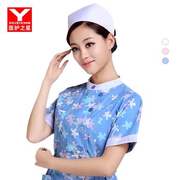 醫護之星護士帽女白色均碼燕尾帽手術室診所醫院護士帽子粉色藍色