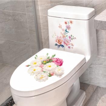 馬桶貼紙衛生間創意3d立體植物花卉輕奢翻新馬桶蓋貼畫裝飾