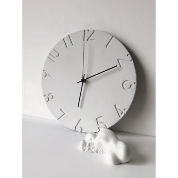 久處不厭水泥創意北歐時鐘ins個性客廳家用時尚掛鐘簡約靜音鐘表