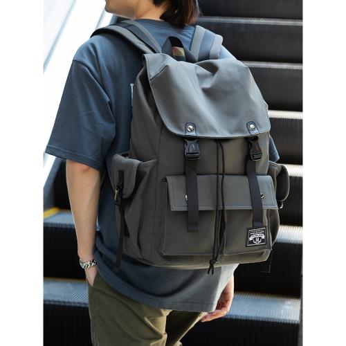 潮牌雙肩包男大容量旅行包電腦包大學生書包休閑百搭工裝背包男包