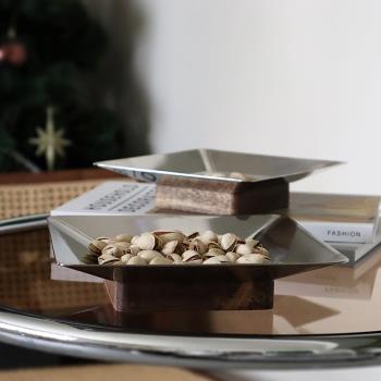EpeiusHome北歐ins風方形金屬相思木托盤桌面收納盒家居飾品擺件