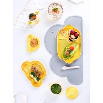 創意可愛早餐兒童餐具陶瓷套裝分格盤寶寶輔食吃飯碗杯勺盤家用