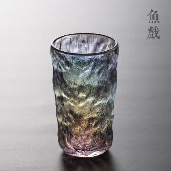 日式石紋冰川玻璃水杯加厚家用耐熱玻璃杯茶杯果汁杯高顏值杯子