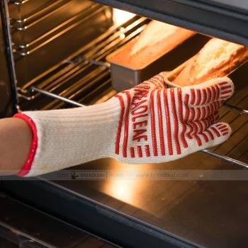 五指烤箱隔熱手套 加厚款 微波爐防燙防護手套 烘焙 硅膠條紋 1只