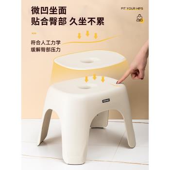 小凳子家用防滑茶幾兒童塑料小板凳方凳可疊放衛生間浴室洗澡矮凳