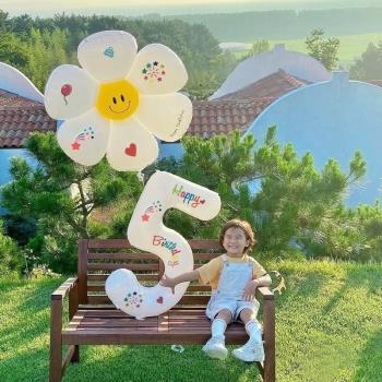 網紅生日氣球數字寶寶周歲男孩女孩兒童戶外拍照派對裝飾場景布置
