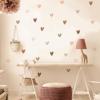 波西米亞風INS愛心幾何墻貼兒童自粘裝飾柜子客廳臥室貼畫