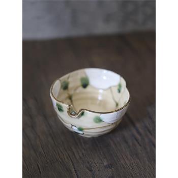 日本進口片口缽碗陶瓷飯碗織部復古風沙拉碗山茶花懷石料理深碗