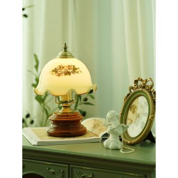 日月星云燈飾迷你復古花朵法式美式鄉村歐式床頭臥室玻璃小臺燈