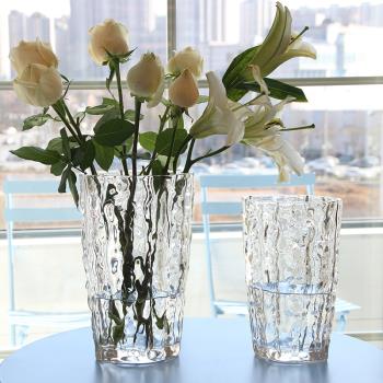 北歐玻璃花瓶透明創意客廳插花玫瑰百合花向日葵家用裝飾花器擺件