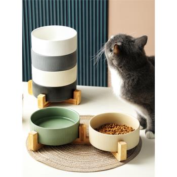 黑色貓碗陶瓷貓咪黑碗寵物防黑下巴貓食盆水盆喝水碗防打翻專用碗