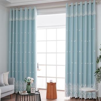 窗簾遮光現代簡約田園風雙層臥室飄窗純色溫馨大氣客廳成品窗簾布