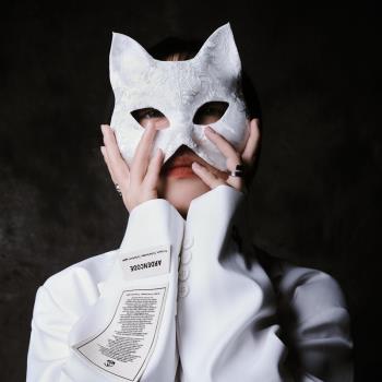 女士人動物白貓狐貍cosplay面具貝利亞國風小紅娘臉譜萬圣節演唱