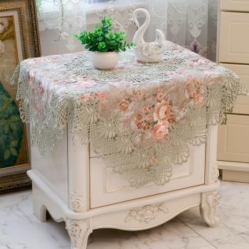 歐式美式現代蕾絲厚花邊床頭柜蓋布桌布茶幾布冰箱空調蓋布防塵罩
