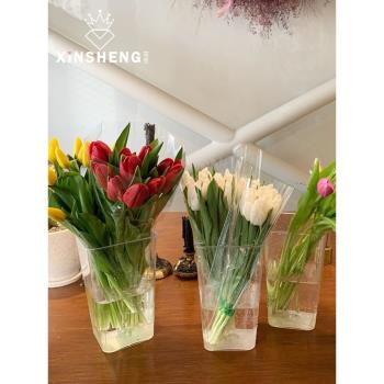 韓式高透明花桶PC耐摔花瓶花店用品專業醒花養花材料家居插花裝飾