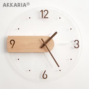 北歐極簡掛鐘客廳裝飾創意透明時鐘簡約現代時尚網紅家用靜音鐘表