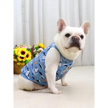法鬥巴哥鬥牛犬衣服夏季薄款網眼透氣短體胖狗服飾可愛小背心吊帶