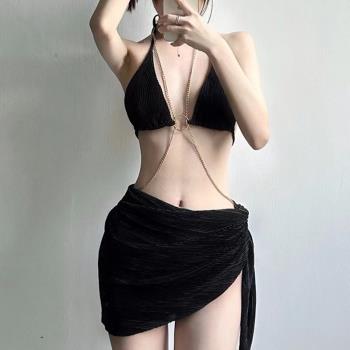 分體游泳衣女韓國ins性感bikini比基尼三件套網紅爆款純欲風泳裝