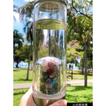 天然水晶碎石杯水瓶玻璃杯觀賞能量創意水瓶水杯