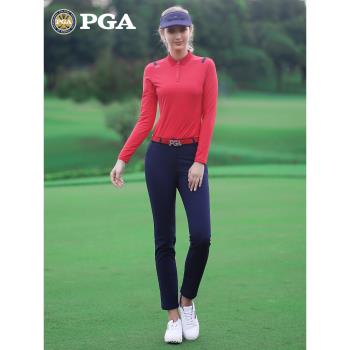 美國PGA 2023高爾夫服裝女士長袖T恤秋冬女裝衣服運動套裝