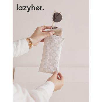 眼鏡袋女自動閉合保護盒抗壓便攜套墨鏡太陽鏡高階彈片便攜收納袋