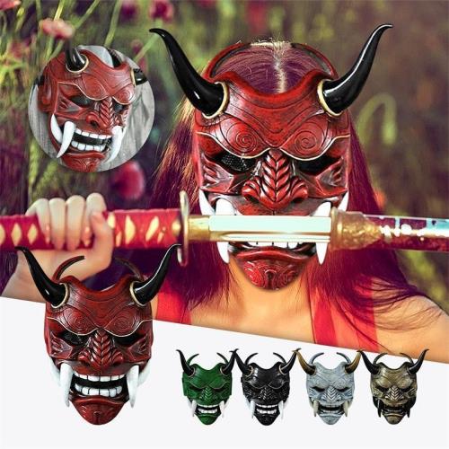 般若面具惡魔日本鬼武士青面修羅忍者全臉劇本殺道具男萬圣節裝扮|面具