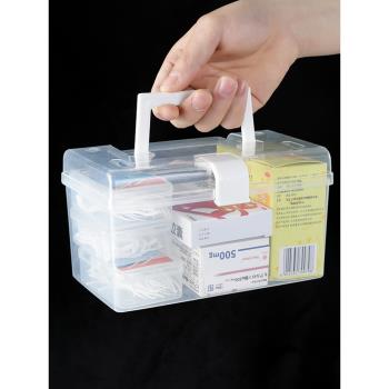 醫藥箱應急備用小藥箱收納盒透明手提藥品盒桌面收納箱雜物收納盒
